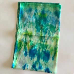 Silk scarf artisan crafted tie dyed hand rolled edge